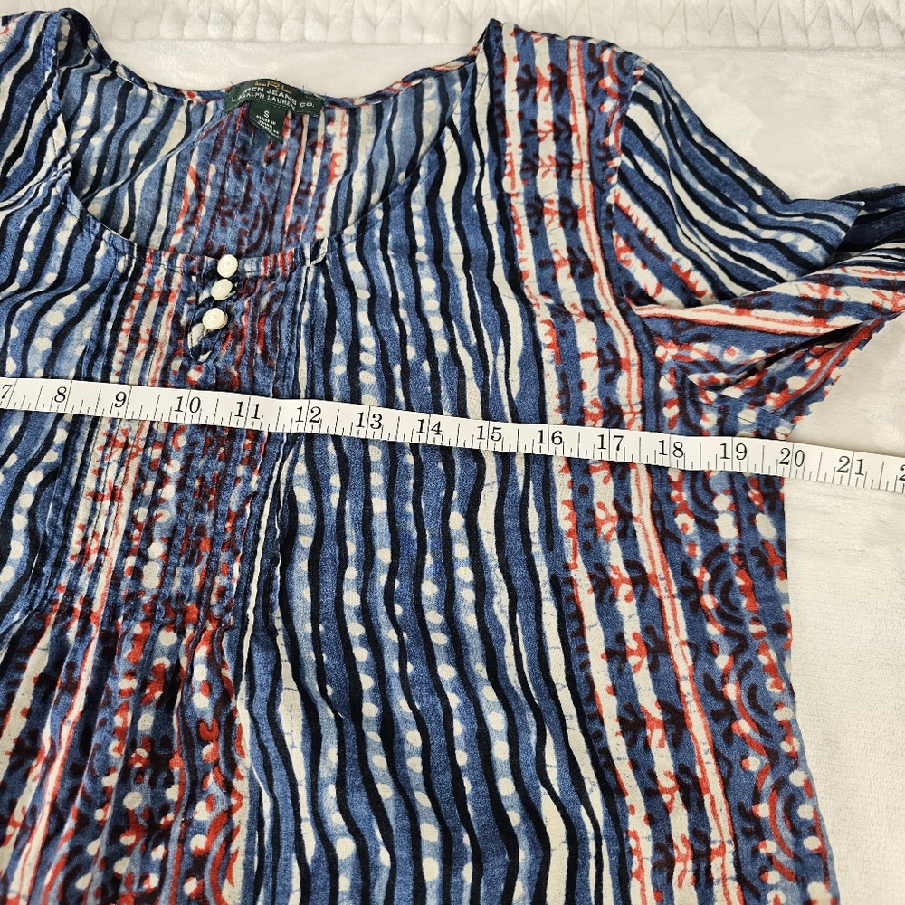 LRL Ralph Lauren Pintuck Peasant Top with 3/4 Sleeves - Picture 7 of 13